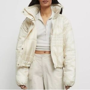 BDG Urban Outfitters Cream Peace Sign Puffer Jacket